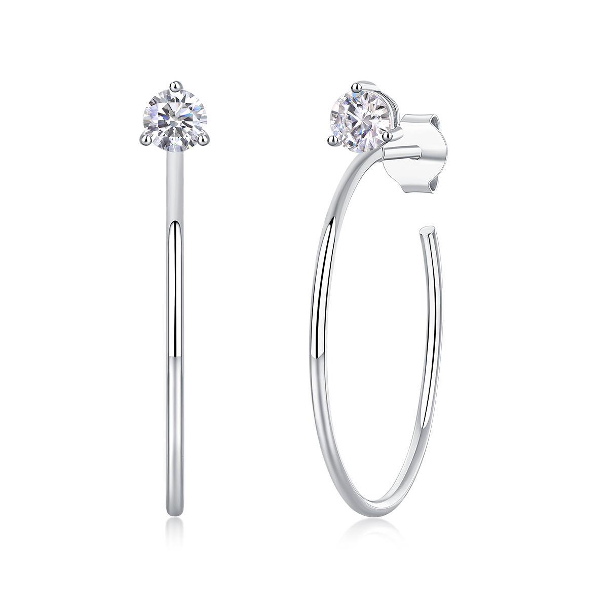 Diamond Stud Earrings - Customizable S925 Sterling Silver Elegant Afternoon