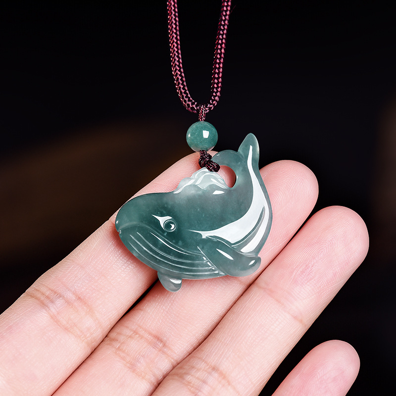 Jewelry & Watches Sp Z Oo Opinie - Natural Burmese Jadeite Whale Pendant Necklace