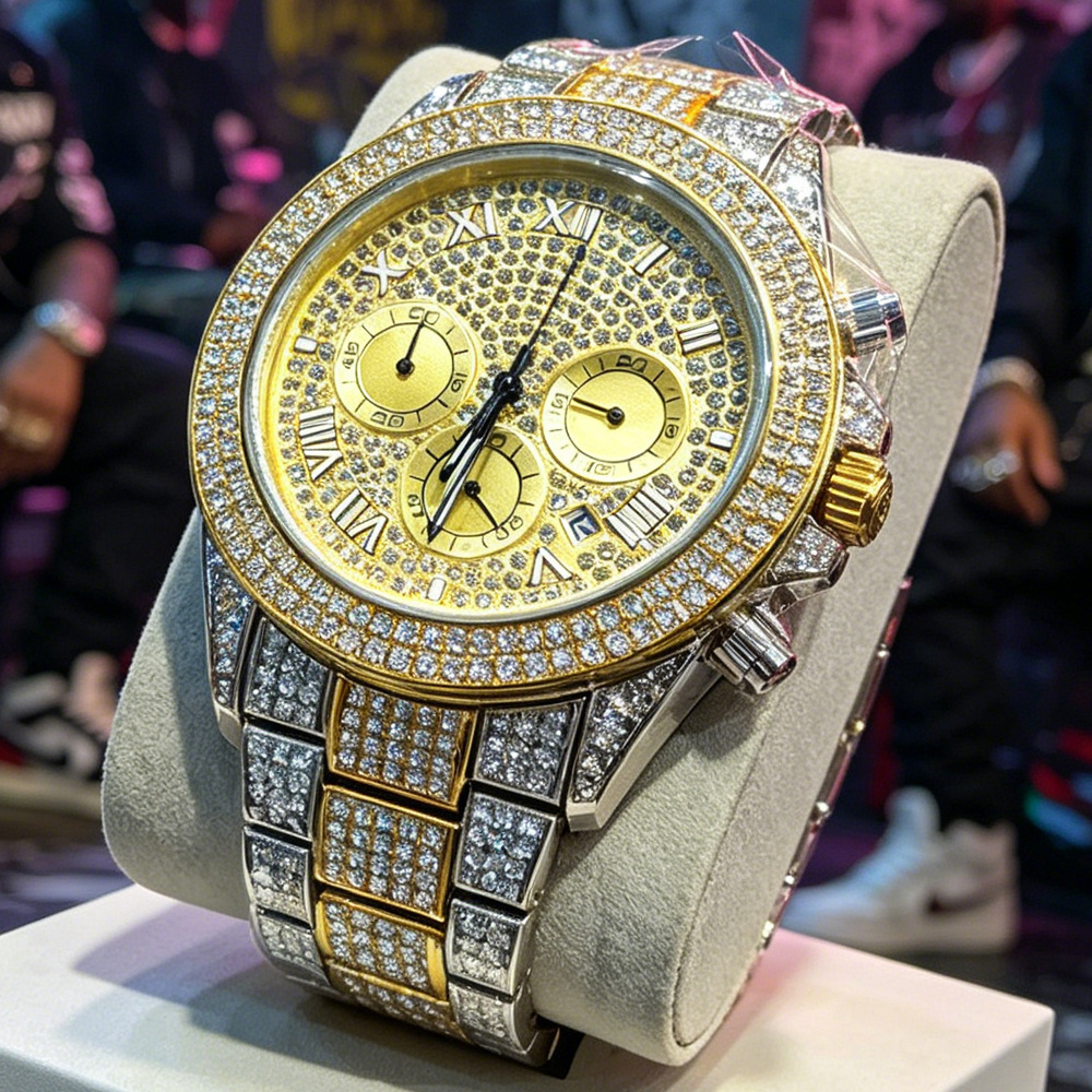 NO Logo Silver Gold Full Diamo - Jewelry And Watches Luxury Brand review and price