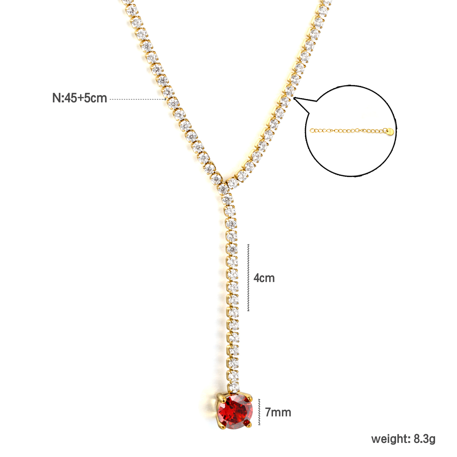 Red Cubic Zirconia Tennis Neck - Tennis Bracelet Cubic review and price