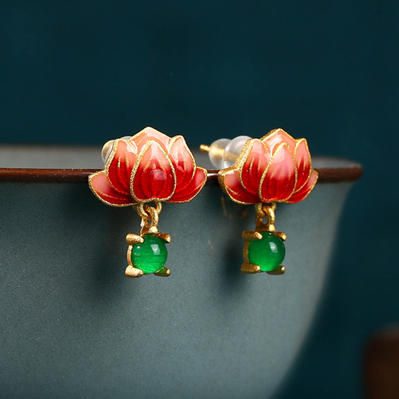 Green Real Jade Lotus Earrings - Luxury Gifts Jewelry & Watches Namfleg Mostar review and price