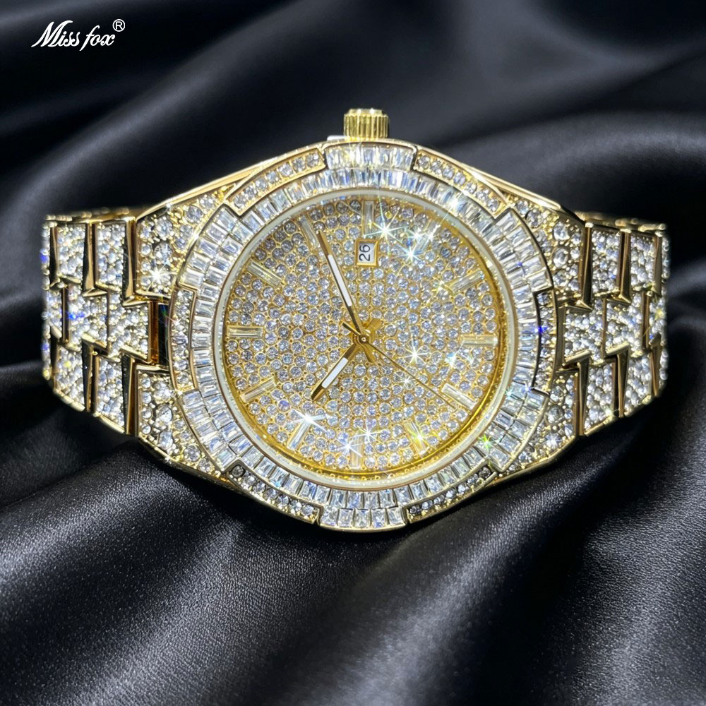 Hot Sell Gold Ice Watch For Me - Jewelry And Watches Luxury Brand review and price