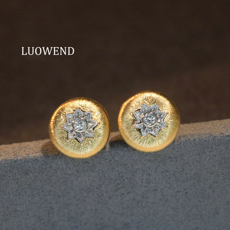LUOWEND 100% 18K Yellow Gold E - Diamond Stud Earrings review and price