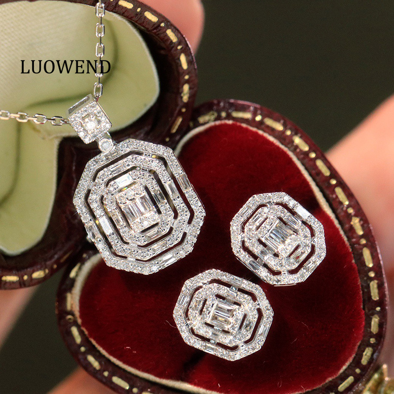 LUOWEND 100% 18K White Gold Ea - Diamond Stud Earrings review and price